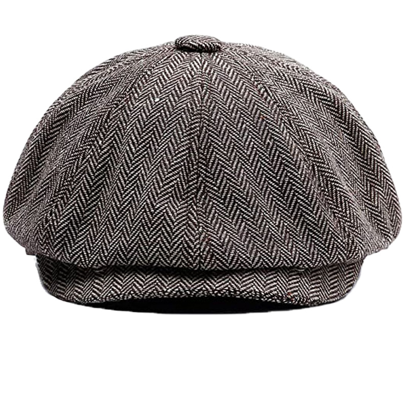 Wholesale High Quality Custom Winter Wool 8 Panel Newsboy Beret Hat Cotton Ivy Cap for Men