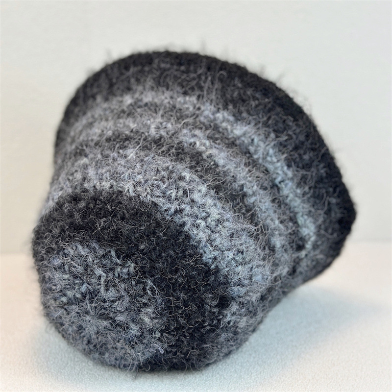 New Style Color-matching Striped Knitted Fisherman Hat for Autumn and Winter Warm and Protective for Ears Bucket Hat