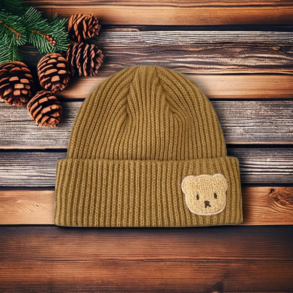 Custom Wool Knitted Beanie Hat with Multi-Color Winter Embroidery Cute Little Bear Logo Newly Designed Beanies