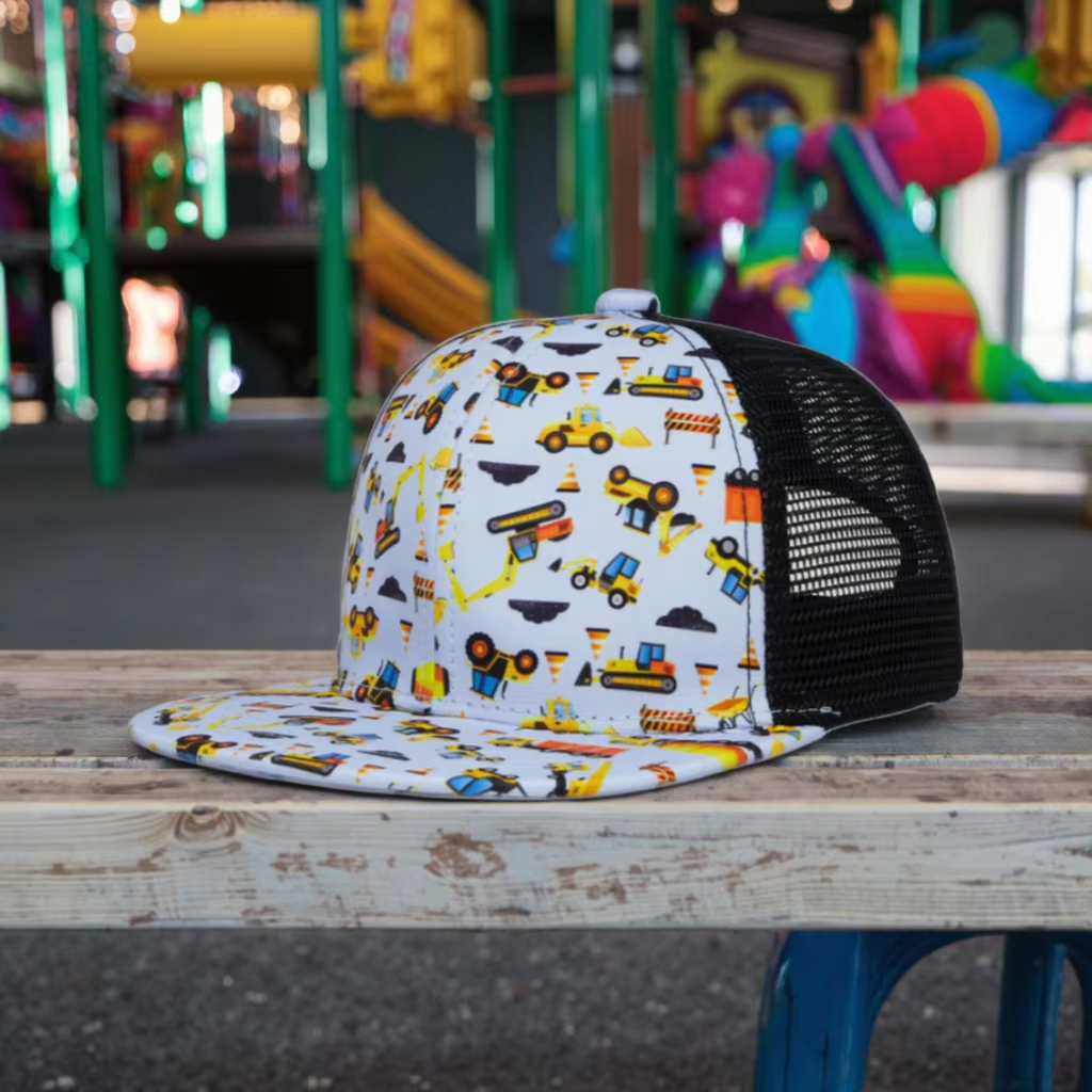 High Quality Custom Printed 6-Panel Polyester Truck Hat Fashionable Unisex Outdoor Kids Casual Travel for Sports Age Children