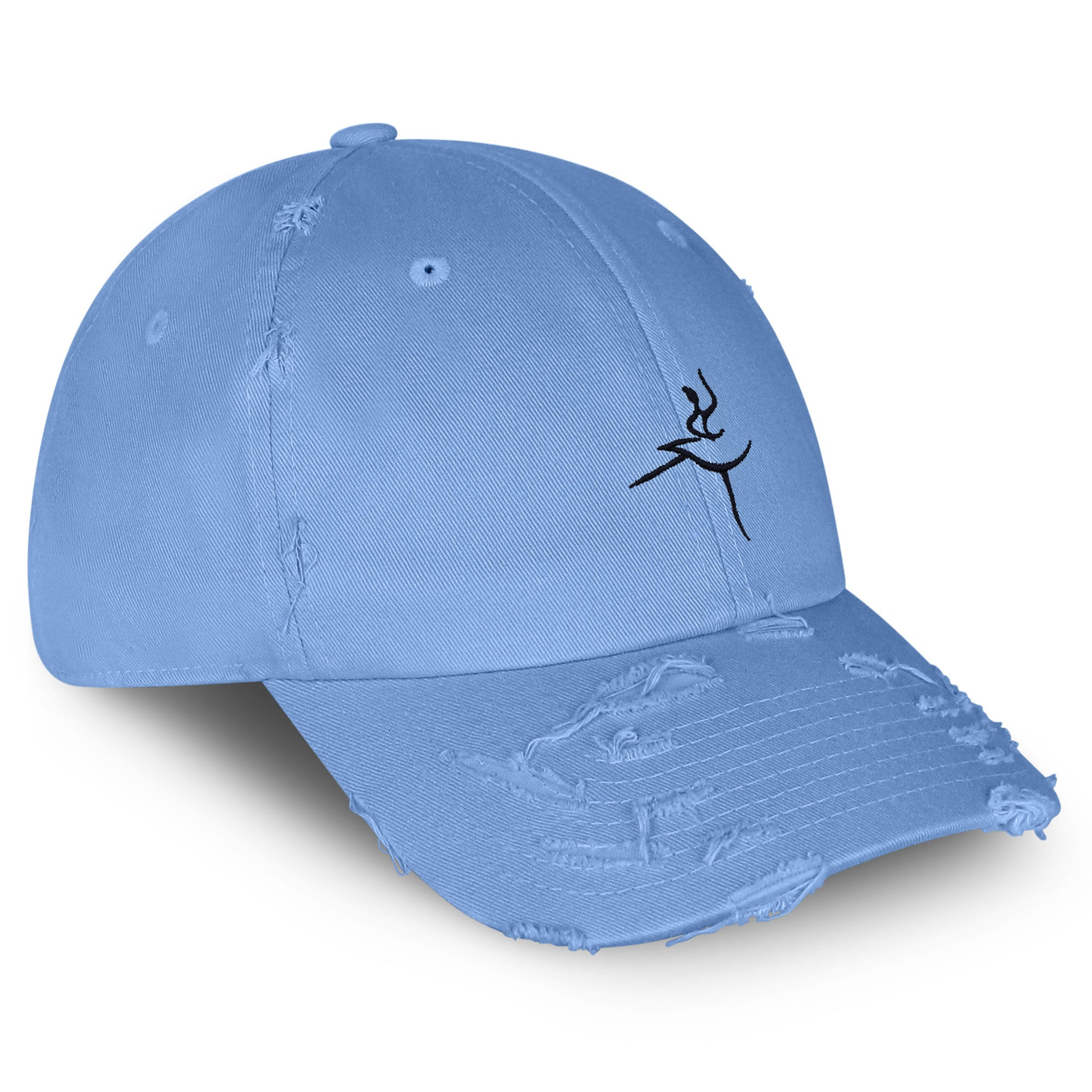 2026 Premium Light Blue Distressed Cotton Baseball Cap with Embroidery Vintage Washed Adjustable Dad Hat Comfortable Casual  Hat