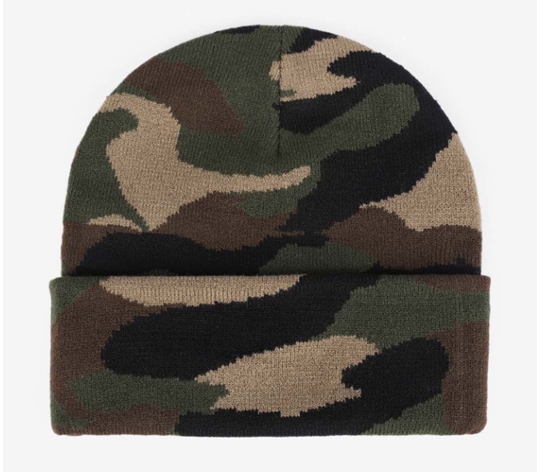 Sporty Colorblock Warm Knitted Beanie Embroidered Letter and Fruit Patterns Puff Printing Affixed Cloth Technique