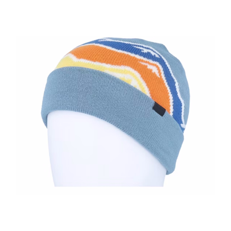 Customizable Blue Light Winter Knitted Beanies Warm Cuff Hats for Men and Women with Custom Logo for Beach Scene