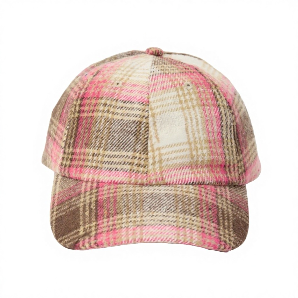 Unstructured 6 Panel Plaid Woolen Luxury Women's Baseball Caps Custom Embroidery Logo 2025 New Fashion Wholesale Price