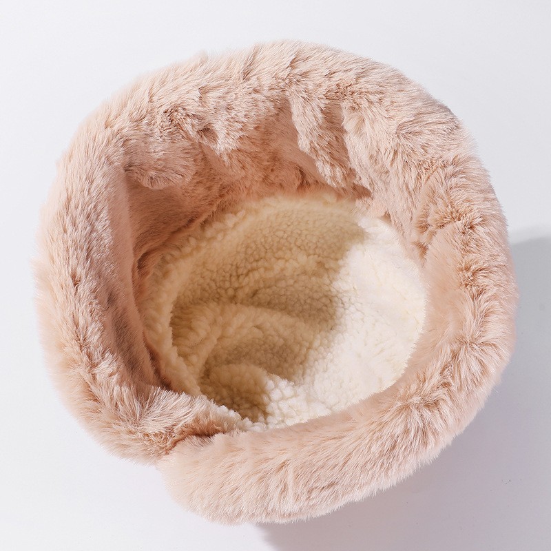 Custom Fashion Winter Plush Thickening Wool Warm Ear Protection Fisherman Bucket Hat for Women