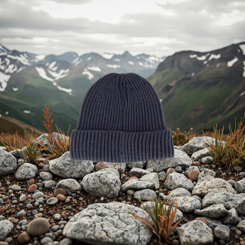 Eco-Friendly Unisex Custom Logo Patch Winter Hats Classic Black Knit Beanies for Men Women Warm Ski Cuff Cap for Beach Scene