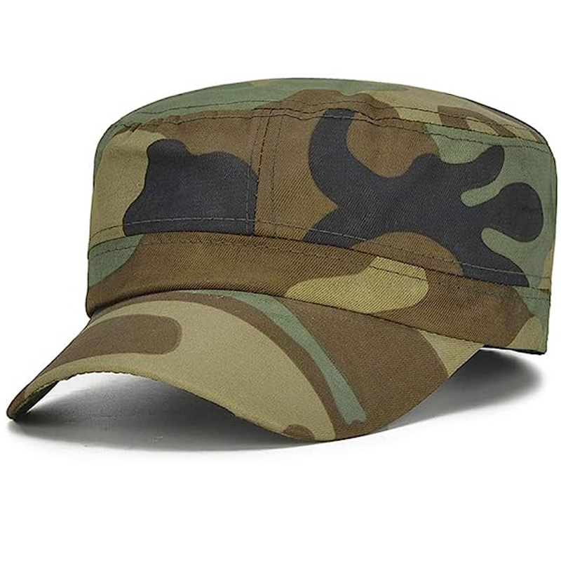 High Quality Camouflage  Custom Logo Flat Top Cap