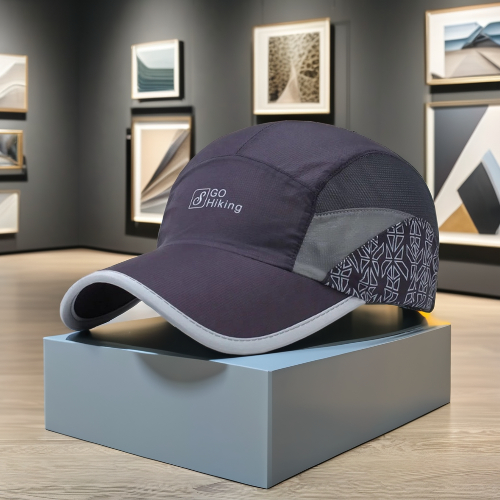 Custom 6-Panel Outdoor Polyester Baseball Cap Dry Running Hat with Curved Brim Sublimated Letter Pattern Oxford Puff Printing
