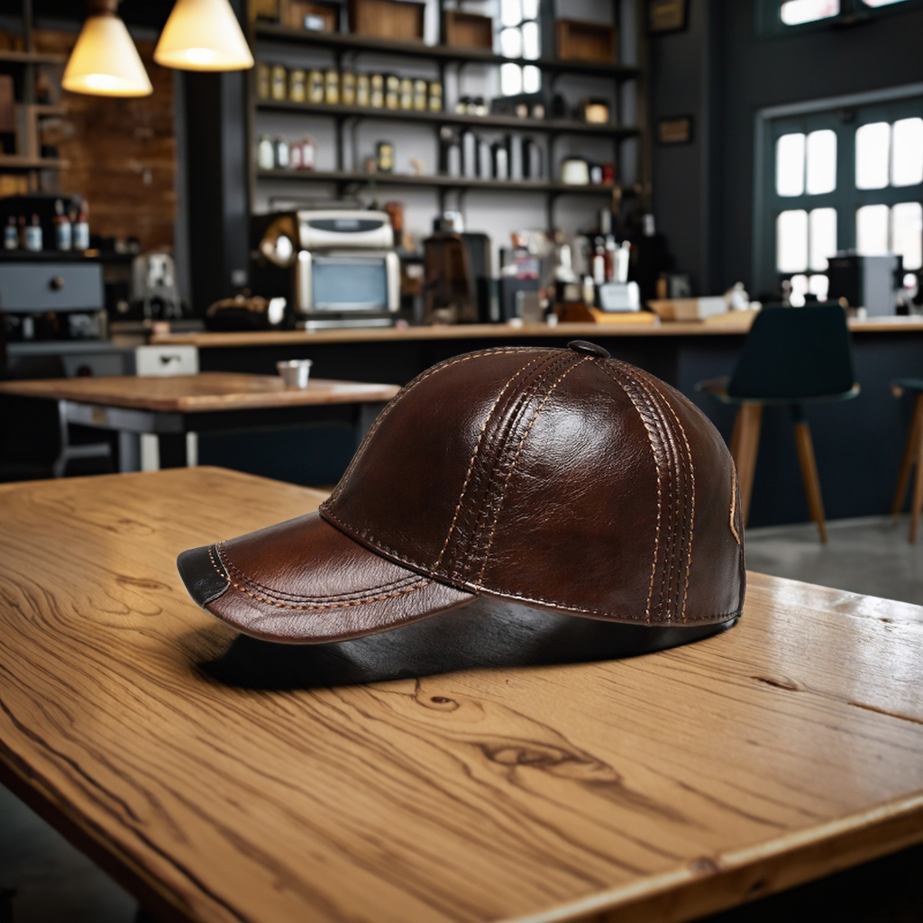 100% Imported Leather Baseball Cap Warm Thin 6 Panel Design Vintage Sporty Style Breathable Fashionable Customizable Printed