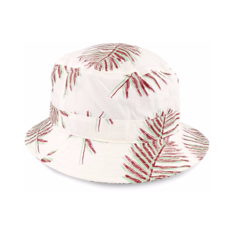 Vintage Packable Aloha Beige Cartoon Bucket Hats Custom Embroidery Logo Wide Brim UV Protection Sun Hat for Children