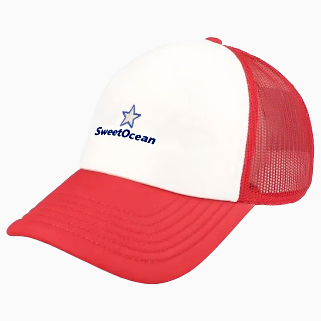 High Quality Custom Logo 5-Panel Star Cap Red White Trucker Foam Mesh Hat for Men Fashionable Hip Hop for Outdoor Casual