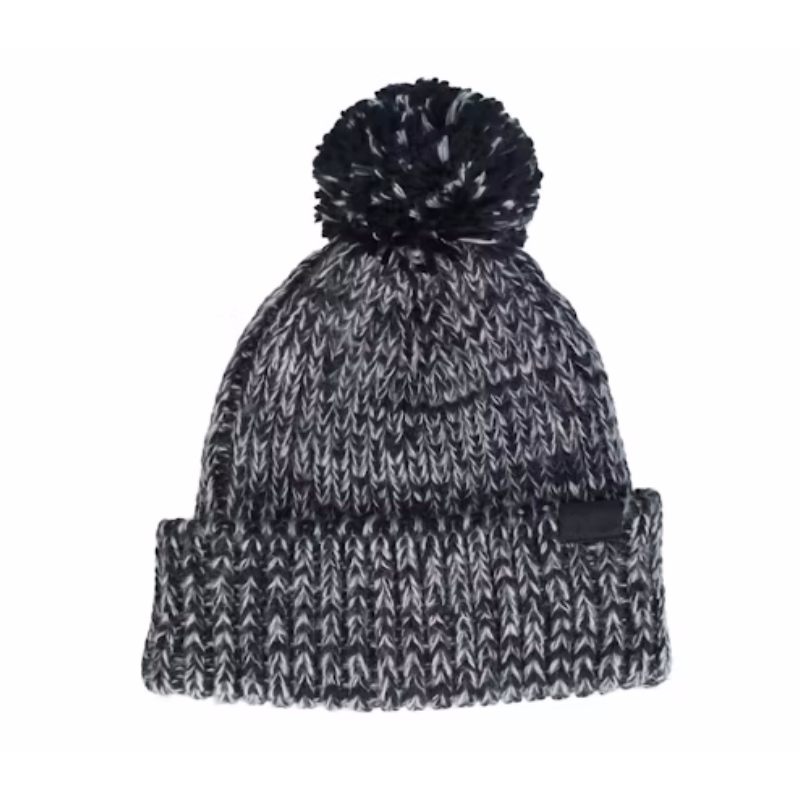 Custom Logo Y2K Light Winter Warm Knitted Beanie Design Black and White with Pom for Women and Men