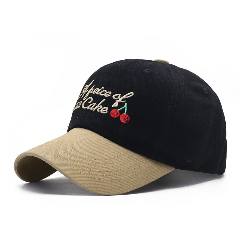 New Style Lettered Cherry Embroidered Baseball Cap Multi-color Casual Outdoor Sun protection Hat Wholesale