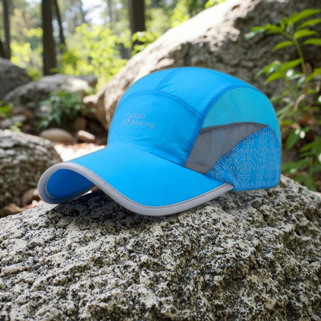 Custom 6-Panel Outdoor Polyester Baseball Cap Dry Running Hat with Curved Brim Sublimated Letter Pattern Oxford Puff Printing