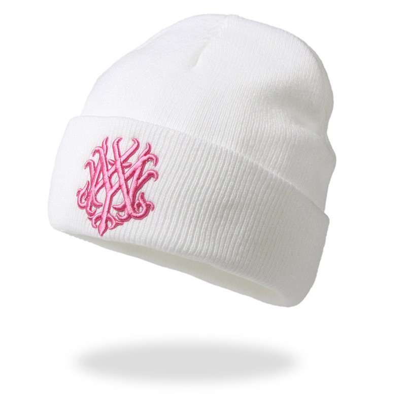 New Knit Hat with Embroidered Wolf Pattern Pullover Cap Street Hip-hop Style Cold Hat, Warm Hat