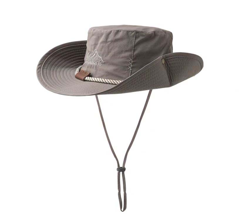 Vintage Summer Sun Hat for Men Women Breathable Wide Brim Bucket Hat with Rope Fishing Casual