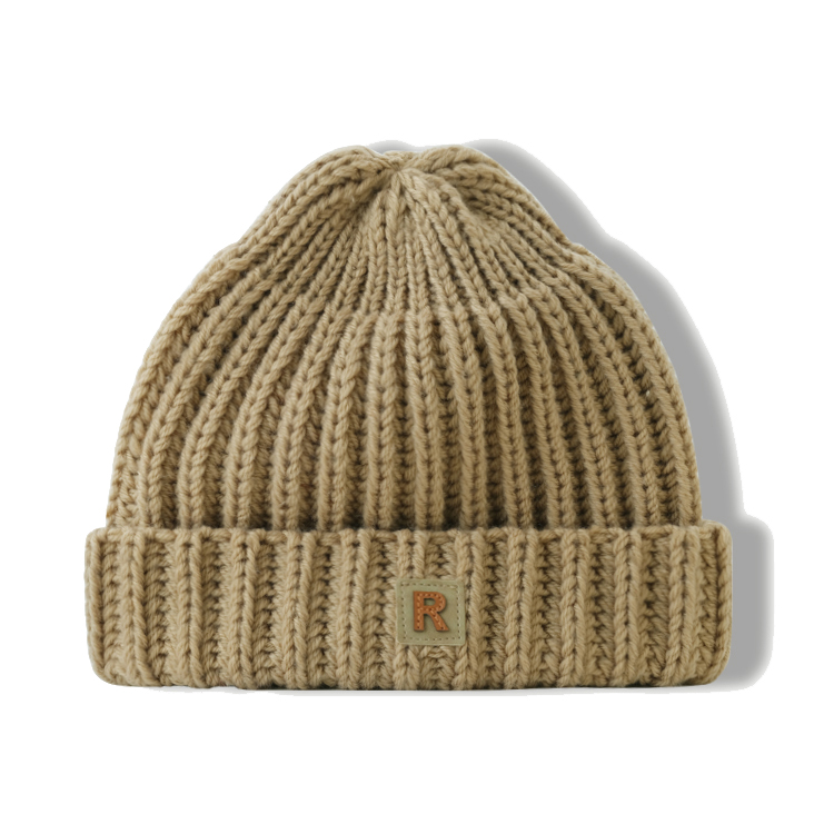 Wholesale Custom Wool Adult Beanie Hat Knitted Fitted Design with Leather Patch 3D Embroidery Technique
