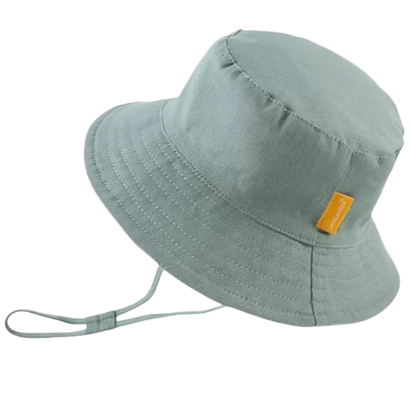 Custom Kids Beach Caps Summer Sun Protection Cotton Bucket Hats for Infants & Toddlers Boys & Girls Featuring Cartoon String