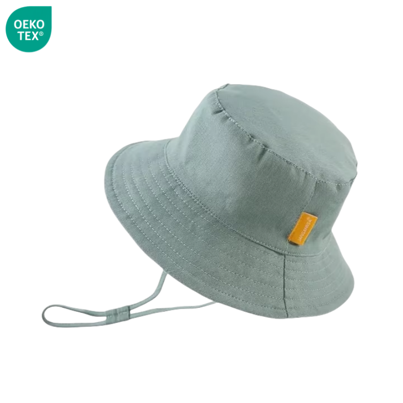 Custom Kids Beach Caps Summer Sun Protection Cotton Bucket Hats for Infants & Toddlers Boys & Girls Featuring Cartoon String