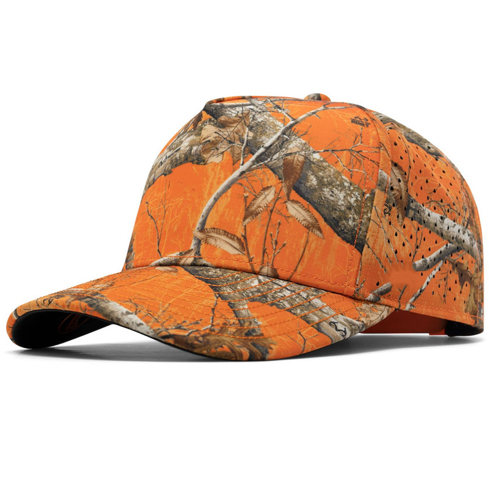 Men's Summer Outdoor Sports Hat Fashionable Camo Leaf Baseball Cap Trucker Hats for Fishing and Cycling Terry and Mesh Fabric