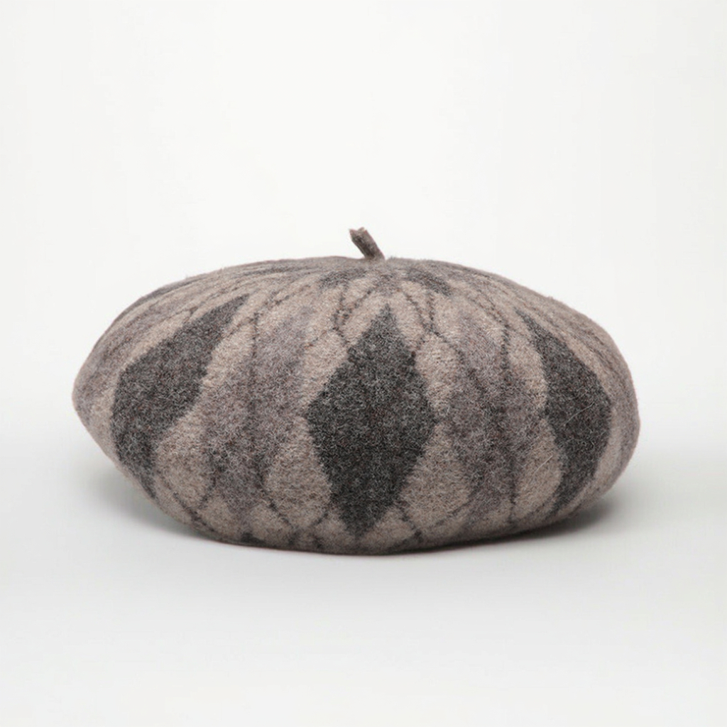 2025 New Contrast Color Wool Beret - Fashionable & Casual Warm Thickened Plaid Painter Hat for Autumn and Winter