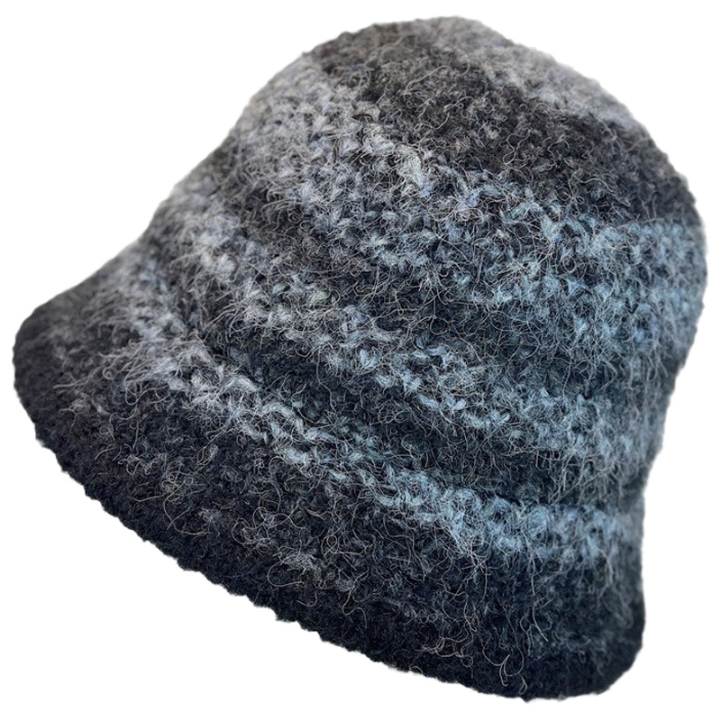 New Style Color-matching Striped Knitted Fisherman Hat for Autumn and Winter Warm and Protective for Ears Bucket Hat