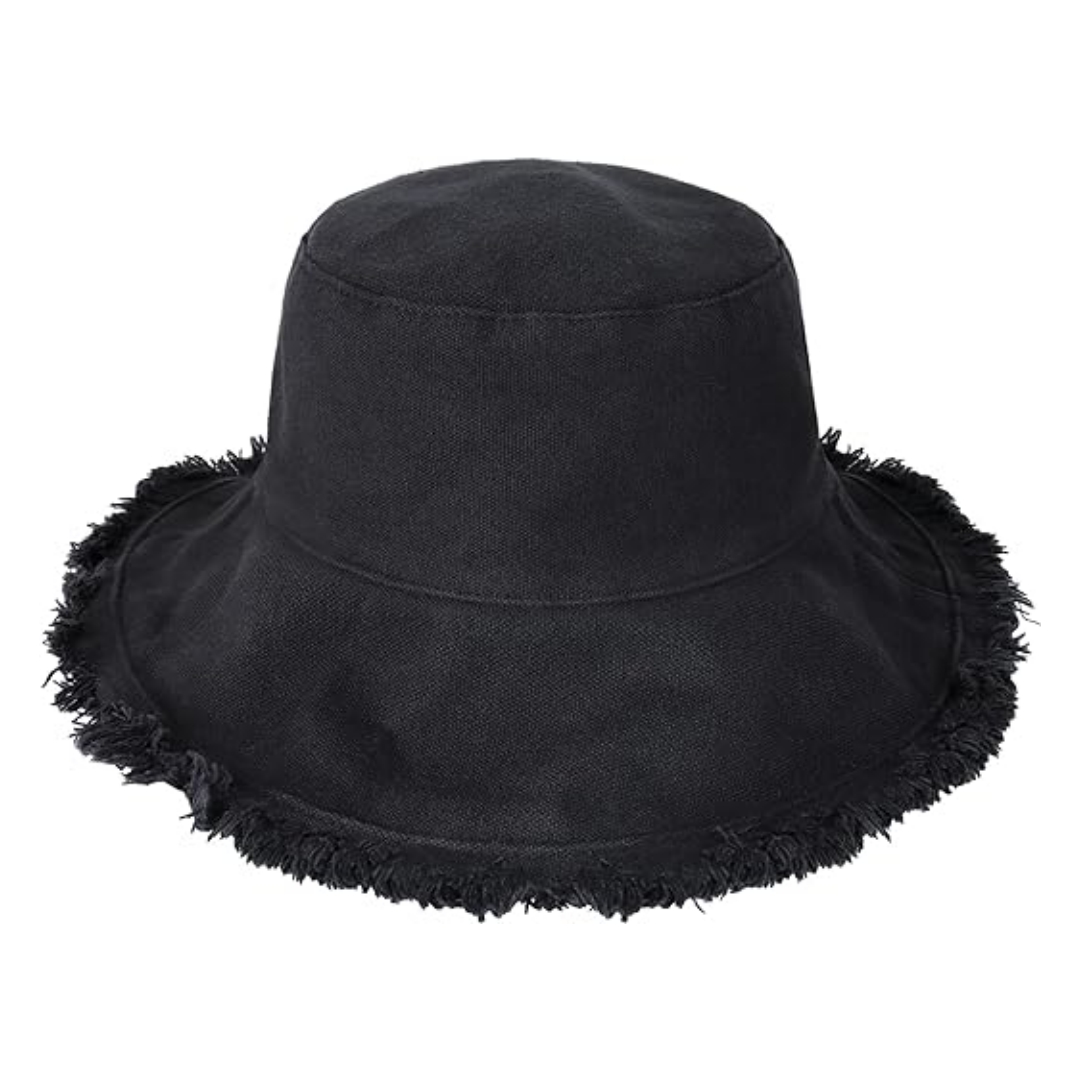 Unisex Custom Trendy Washed Cotton Bucket Hats Floppy Wide Brim Boonie for Summer Beach Outdoor Frayed Headwear for Casual Wear