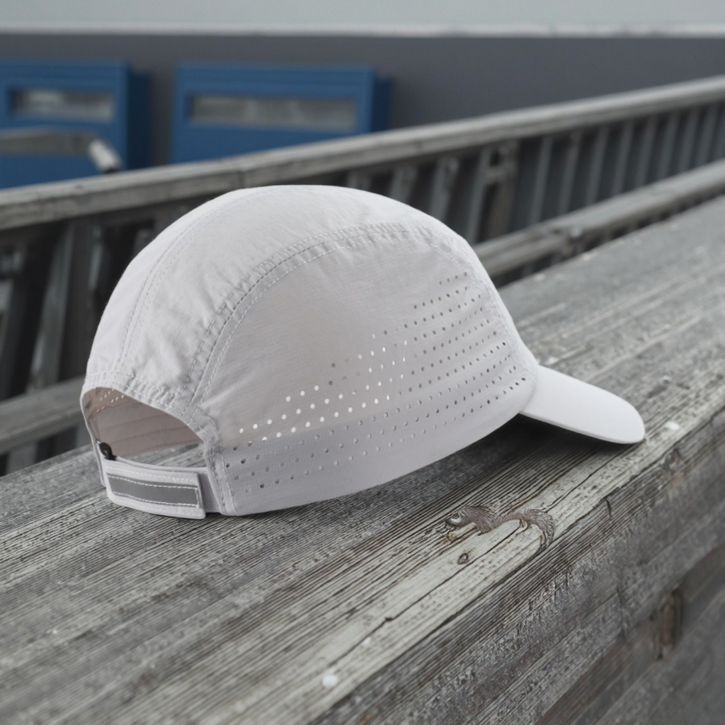 White Sporty Six Sided Hat Adjustable Quick-Dry Outdoor Running Cap Waterproof Breathable Lightweight Street Style
