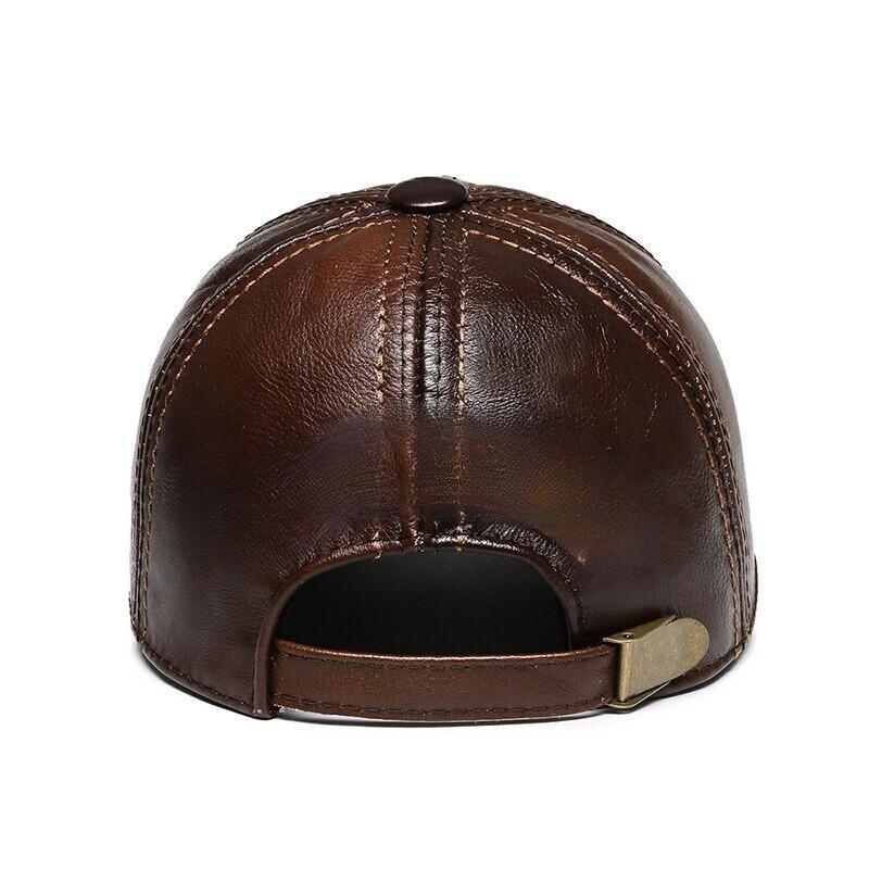 100% Imported Leather Baseball Cap Warm Thin 6 Panel Design Vintage Sporty Style Breathable Fashionable Customizable Printed