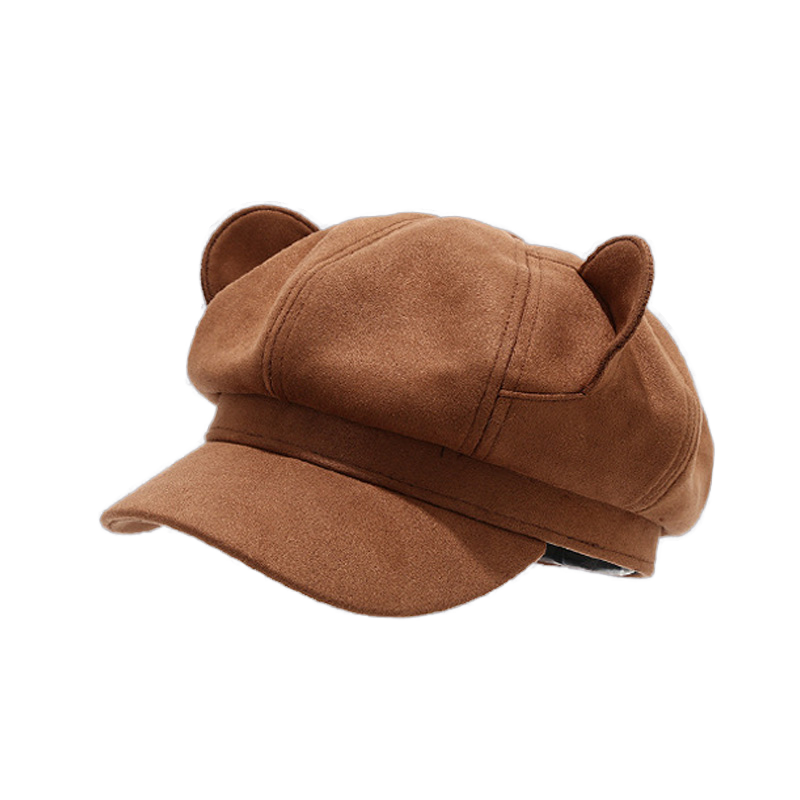 2025 New Design - Cute Little Bear Ears Suede Nap Octagonal Hat - Women's Fall/Winter Beret