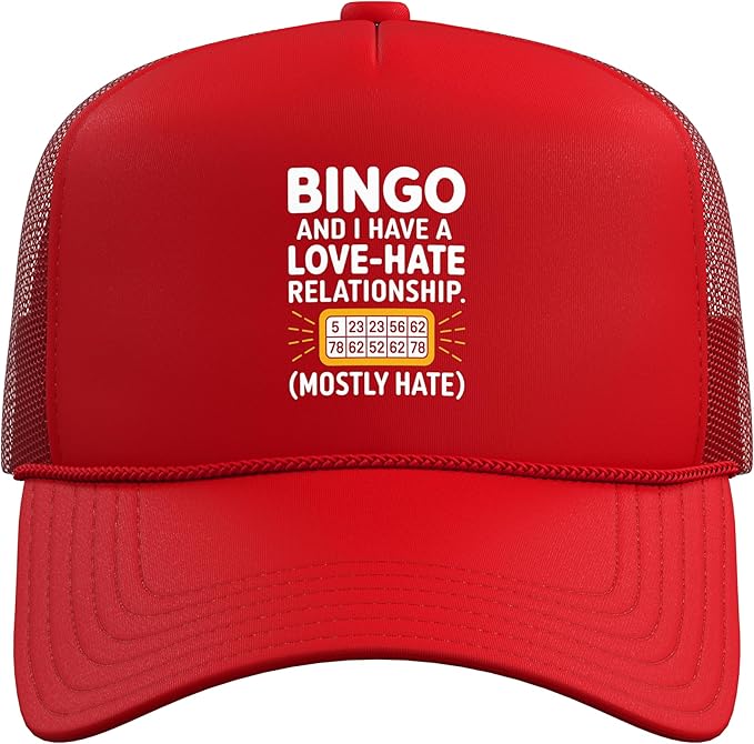 Funny Bingo 5-Panel Trucker Hat with Adjustable Mesh Back Screen Printed Summer Sporty Casual Outdoor Travel Hat