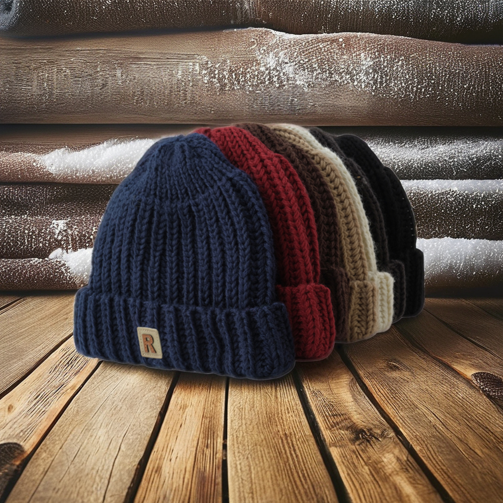 Wholesale Custom Wool Adult Beanie Hat Knitted Fitted Design with Leather Patch 3D Embroidery Technique