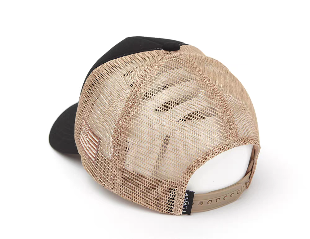 2026 New Style Vintage Sporty Black Print Twill Dobby Mesh Trucker Cap Curves Brim Unisex Adjustable Common Fabric