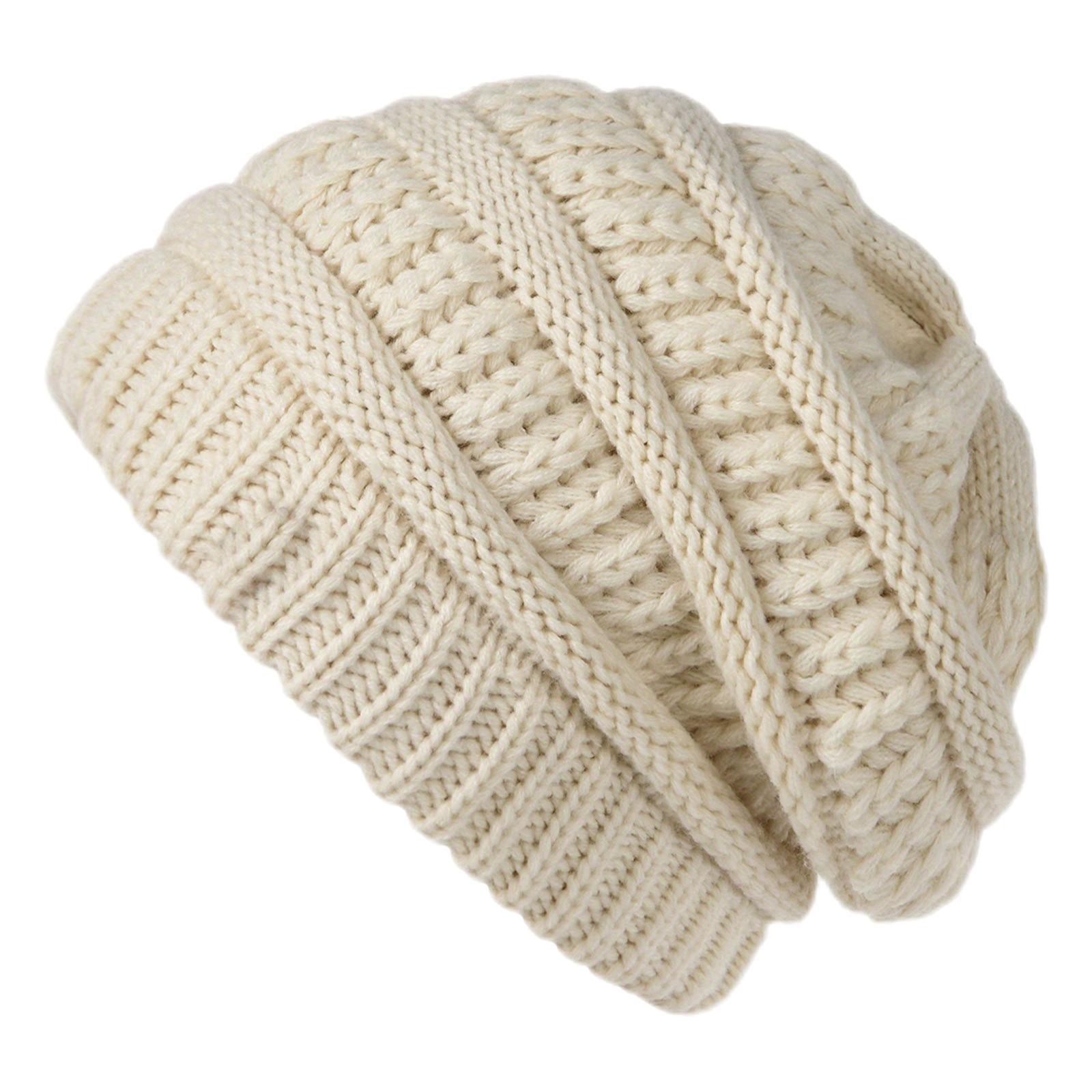 Thick Soft and Elastic Knitted Hat with No Brim Skull Cap for Adults Ski Hat Cold Cap