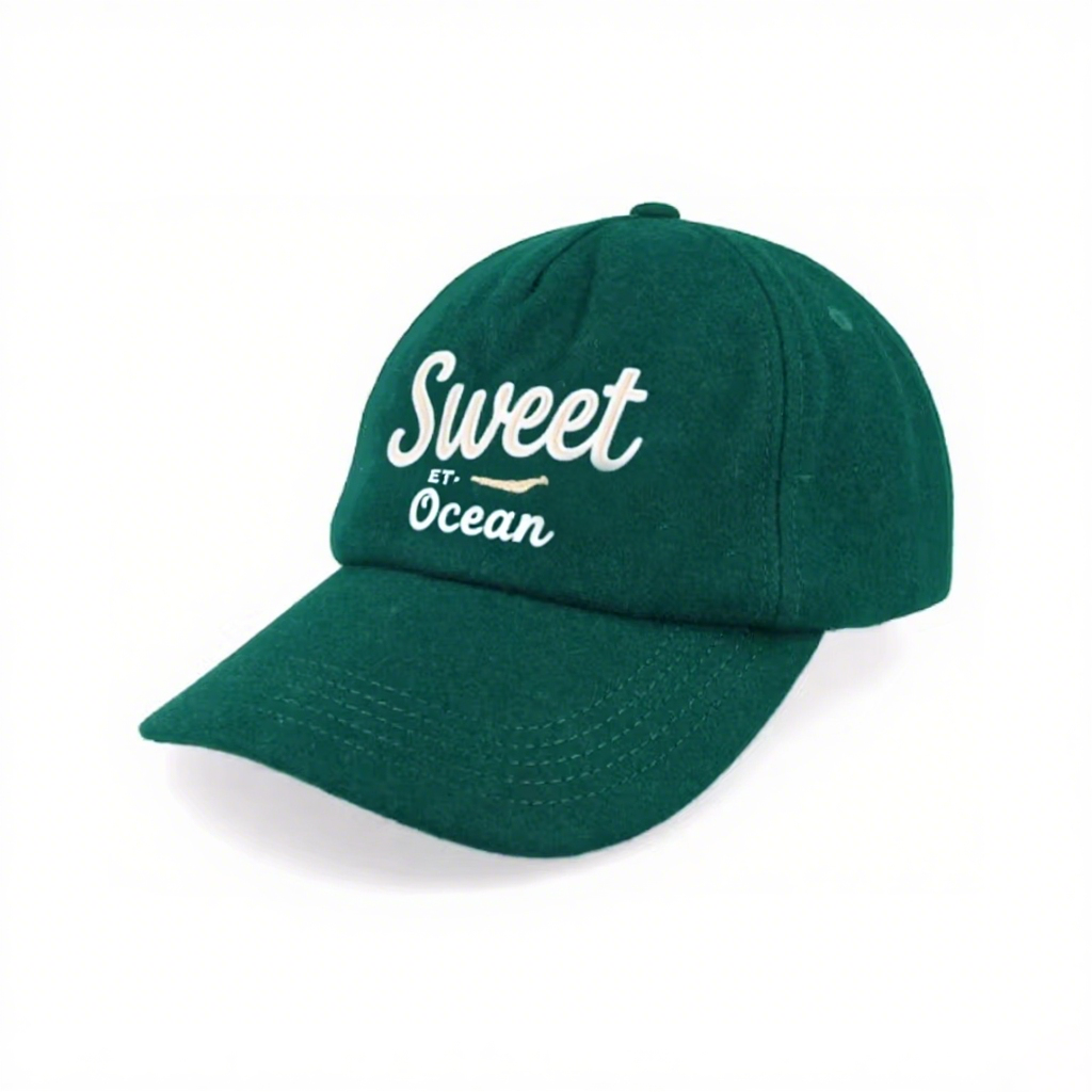 Custom Hats High Guality College Signature Wool Blend Cap Dusty Green Baseball Caps Wholesale Custom Logo Wool Dad Caps Design