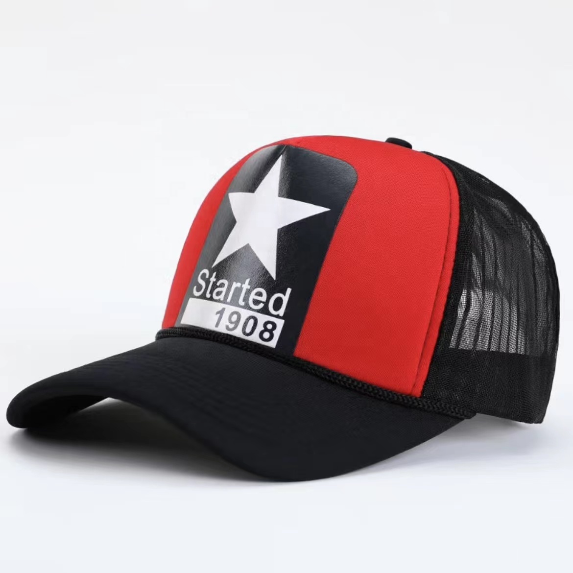 Custom 5-Panel Printed Foam Trucker Mesh Caps Curved Brim Sporty Style Hat with Common Fabric Feature