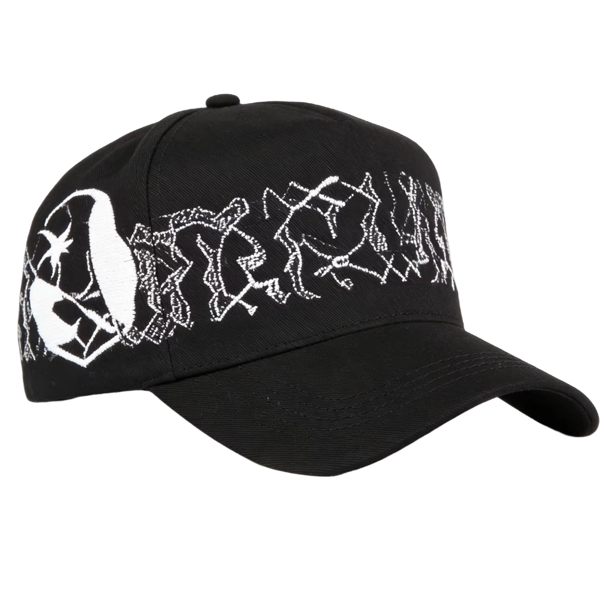 Custom 100% Cotton Baseball Cap with Logo Printing Front/Back/Side Views Adjustable Black Plastic Buckle Velcro for Men Women