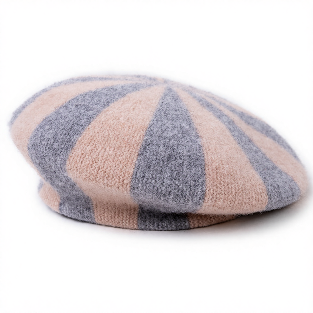 Trendy Contrasting Color 100% Wool Hat Fashion Winter-Spring New Style Knitted Hat Warm Knitted Beret for Ladies