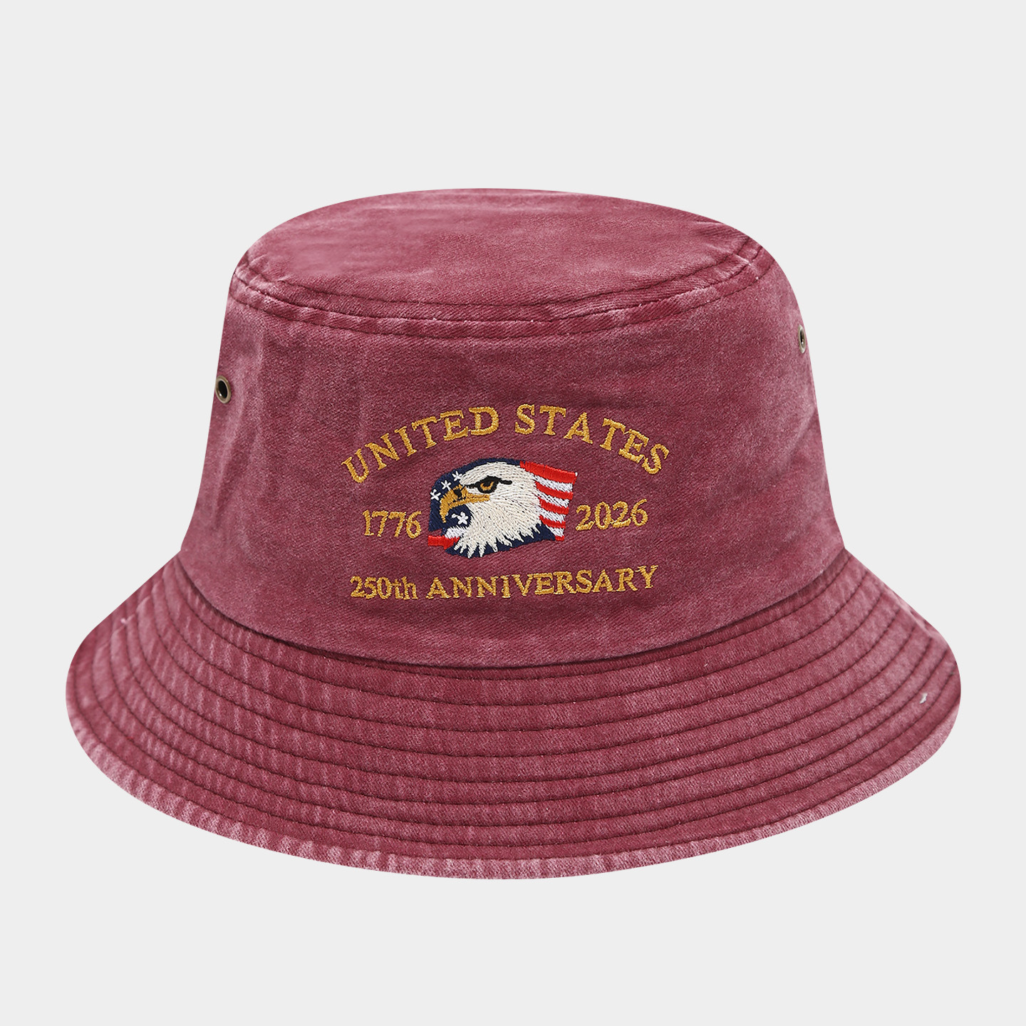 Commemorative 250th Anniversary Cap Washed Fisherman Hat Custom Wide Brim Embroidered Logo Bucket Hat
