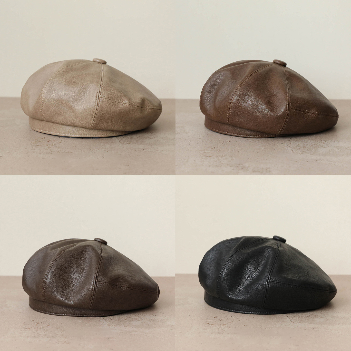 2025 New Model Wholesale PU Leather Fedora Cap-Vintage Artist Casual Outdoor Travel Cap-Unisex Adult