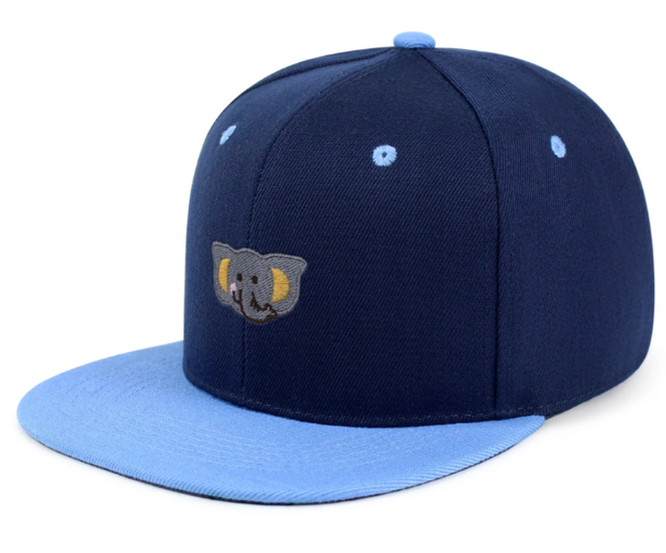 Customize Embroidered Flat Brim Snapback Hat for Unisex Navy Blue with Light Blue Adjustable Cap for Casual Streetwear Polyester