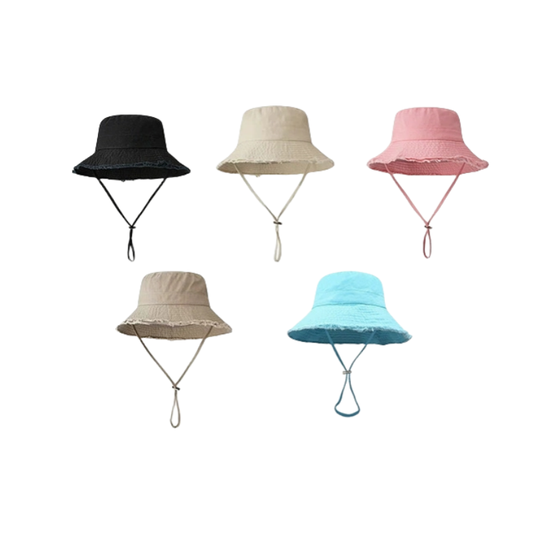 Unisex Custom 3D Embroidery Bucket Hat Wide Brim Outdoor Sunshade Fisherman Cap Striped Terry Mesh Velour Travel Cartoon Leopard