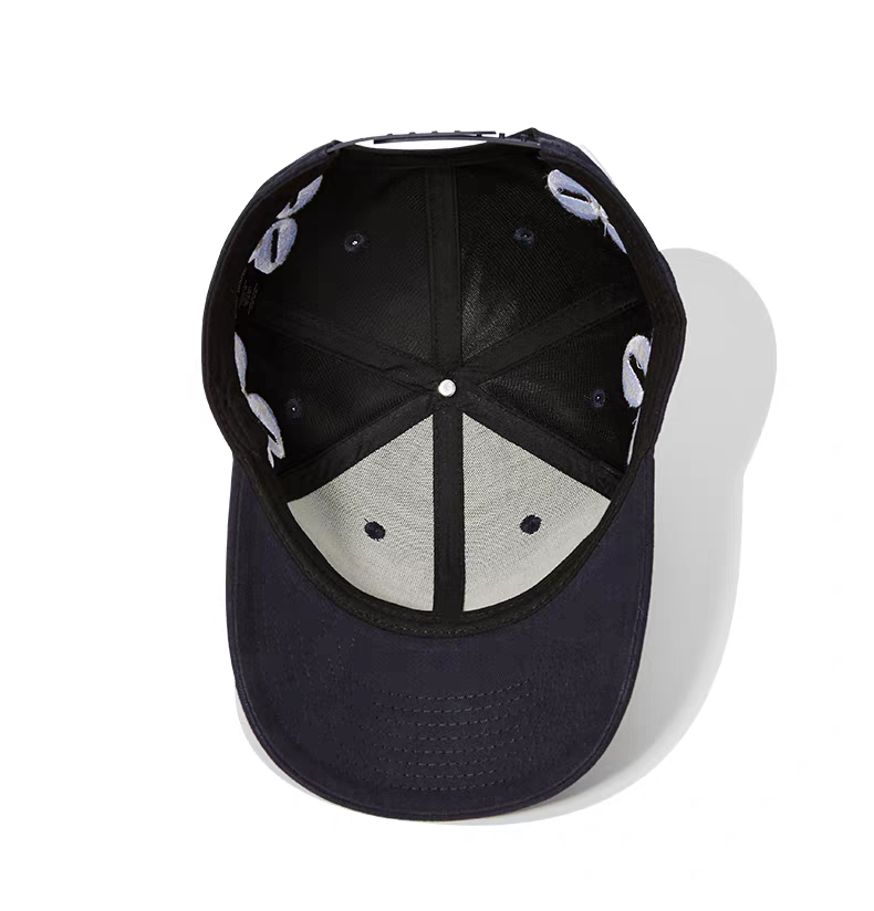 American Vintage Dobby Twill Street Style 3D Embroidery Letter Baseball Cap Large Brim Hard Top Trendy Hip Hop Hat