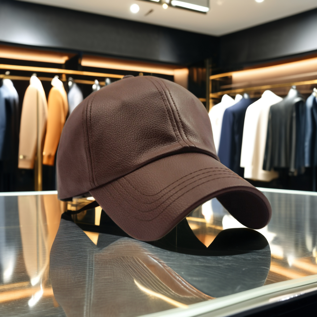 Custom High Quality 6 Panel Baseball Cap in Faux Leather Oxford Fabric with Custom Logo for Sports