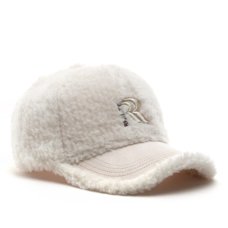 Custom Winter Sports Hat for Women Warm Fleece Felt with 3D Embroidery Logo Teddy Plush Lamb Wool Baseball Cap Letter Pattern