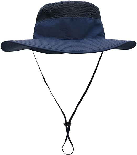 Custom Adjustable Mens Sun protection Fisherman Hat Wide Brim Breathable Mesh Bucket Hat With Windproof Rope