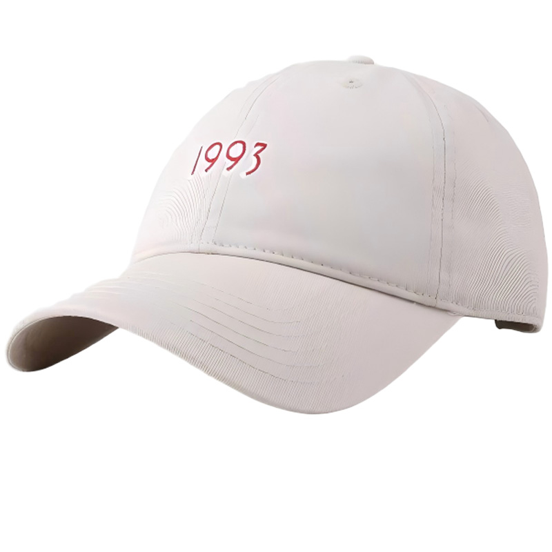 Beige 1993 Number Embroidery Vintage Twill Dobby Baseball Cap Unisex Adjustable Silver Copper Buckle Dad Hat