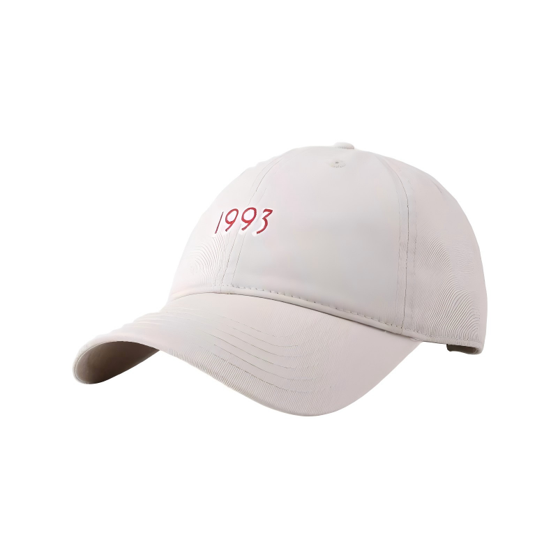 Beige 1993 Number Embroidery Vintage Twill Dobby Baseball Cap Unisex Adjustable Silver Copper Buckle Dad Hat