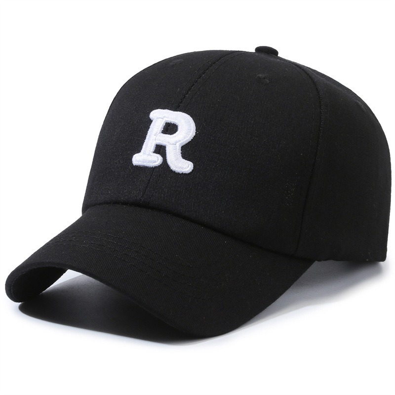 Baseball Cap with Letter Logo Hard Top Autumn Sun protection and Shade Brimmed Cap 6-panel Baseball Cap