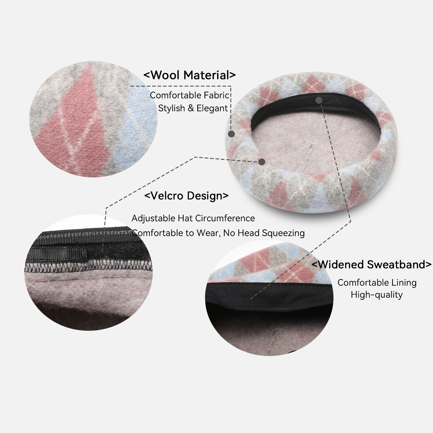 2025 New Contrast Color Wool Beret - Fashionable & Casual Warm Thickened Plaid Painter Hat for Autumn and Winter